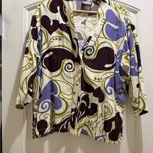 Manuhealii Vintage Purple and Green Patterned Blouse